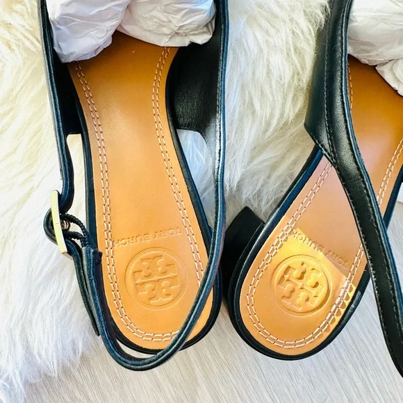 Tory Burch Perfect Black Slingback Loafers with Gold Chain - Picture 7 of 7